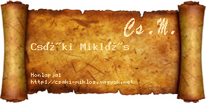 Csáki Miklós névjegykártya